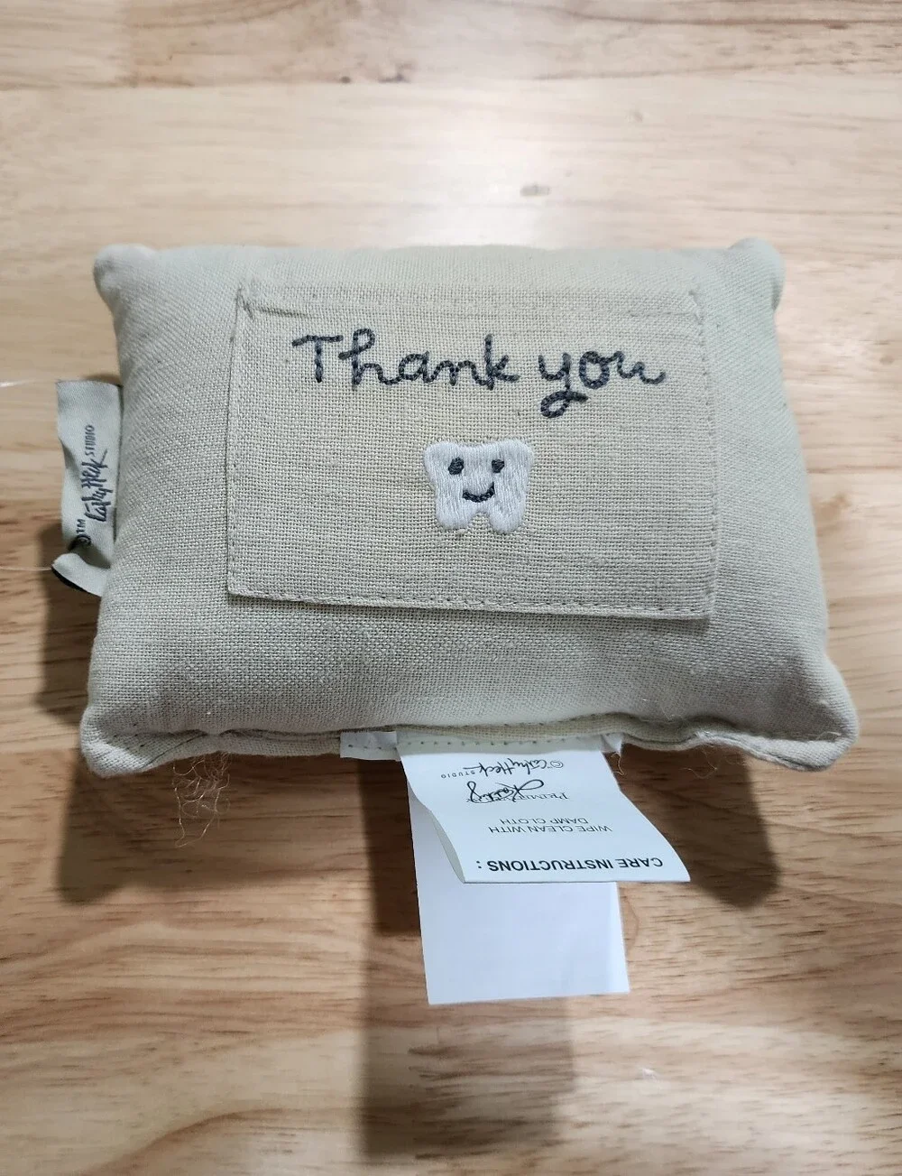 NATURAL LIFE Cream Tooth Fairy Pillow with Gold Embroidery